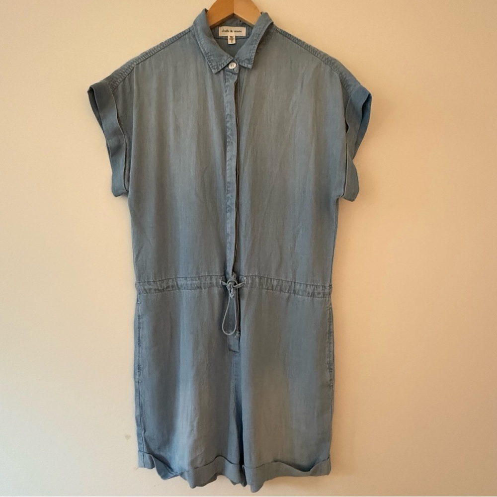 Cloth & Stone Short Sleeve Drawcord Waist Romper Riveria Size Small